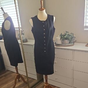 Calvin Klein Black Button-Front Midi Dress